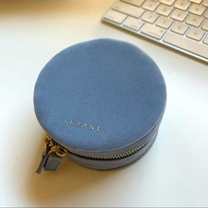 Sezane Vintage Blue Velvet Jewelry Case